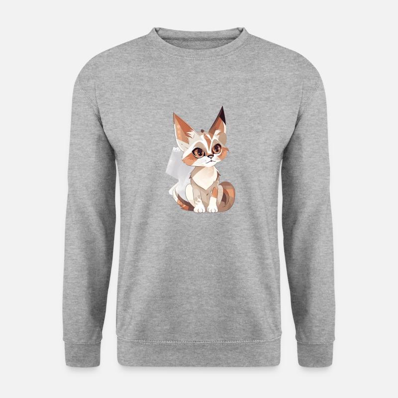 Süße Katze - Unisex Pullover - Weißgrau meliert