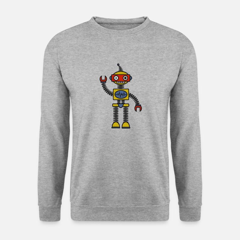 Roboter - Unisex Pullover - Weißgrau meliert