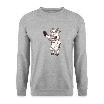 Friendly Smiling Cartoon Goat - Unisex Sweatshirt - salt & pepper - Front - Alina (178cm) & Michal (187cm)