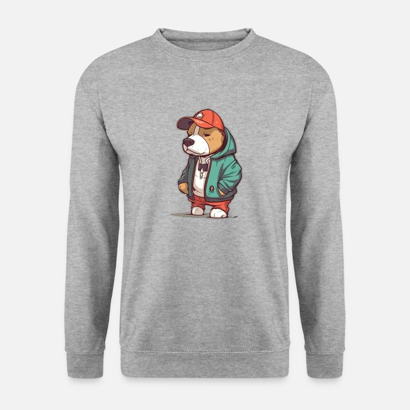Hip Hop Hund - Unisex Pullover - Weißgrau meliert