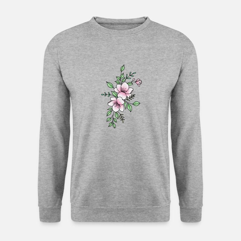 Weiße rosa Blume - Unisex Pullover - Weißgrau meliert
