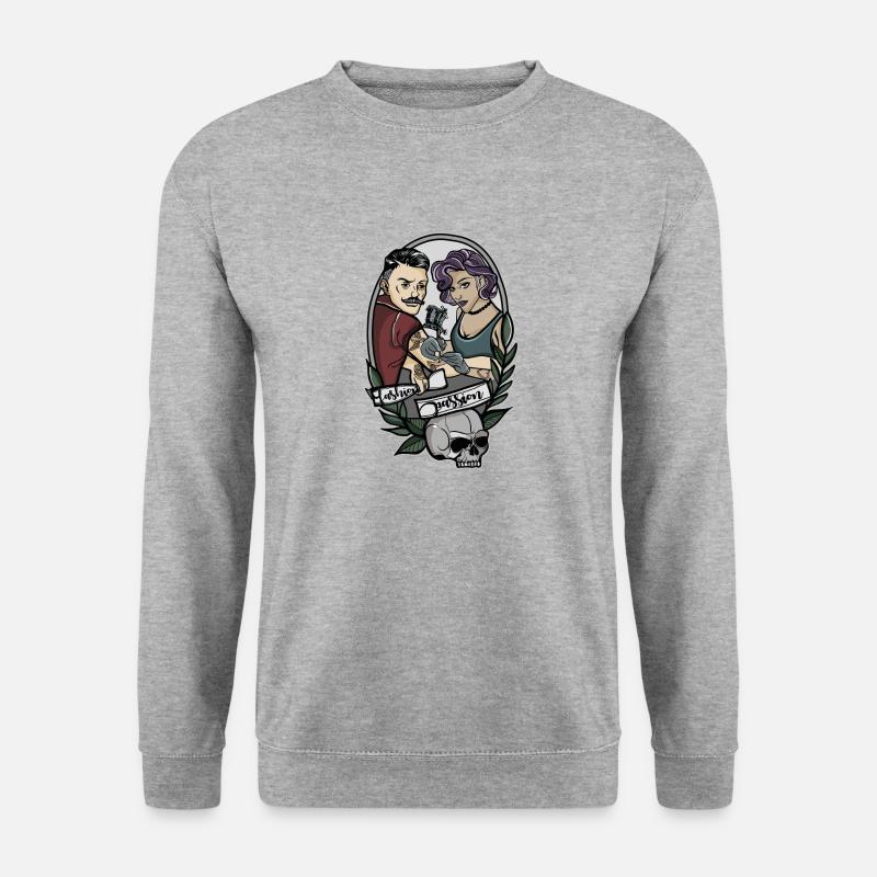 Oldschool Tattoo // Illustration - Unisex Pullover - Weißgrau meliert
