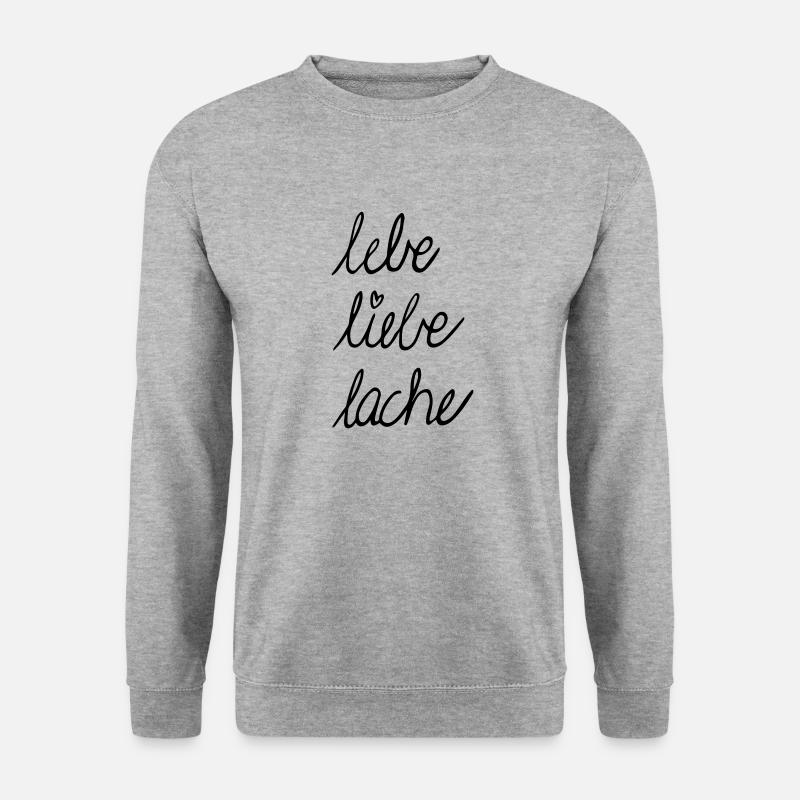 Lebe liebe lache Handschrift - Unisex Pullover - Weißgrau meliert