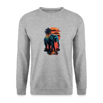 Elephant, street in Miami, bright colors, - Unisex Sweatshirt - salt & pepper - Front - Alina (178cm) & Michal (187cm)