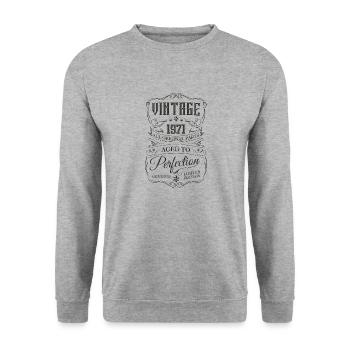 1971 Vintage Retro 70er Jahre Legenden werden geboren Geburtstag - Unisex Pullover - Weißgrau meliert - Vorne - Alina (178cm) & Michal (187cm)