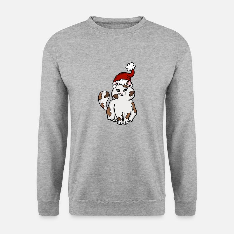 Weihnachtskatze - Unisex Pullover - Weißgrau meliert