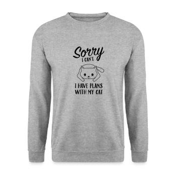 Je ne peux pas, j'ai des projets avec mon chat - dicton de chat - Sweat-shirt Unisexe - gris chiné - Devant - Alina (178cm) & Michal (187cm)