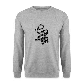dragon20 black kanji dragon grey - Unisex Sweatshirt - salt & pepper - Front - Alina (178cm) & Michal (187cm)