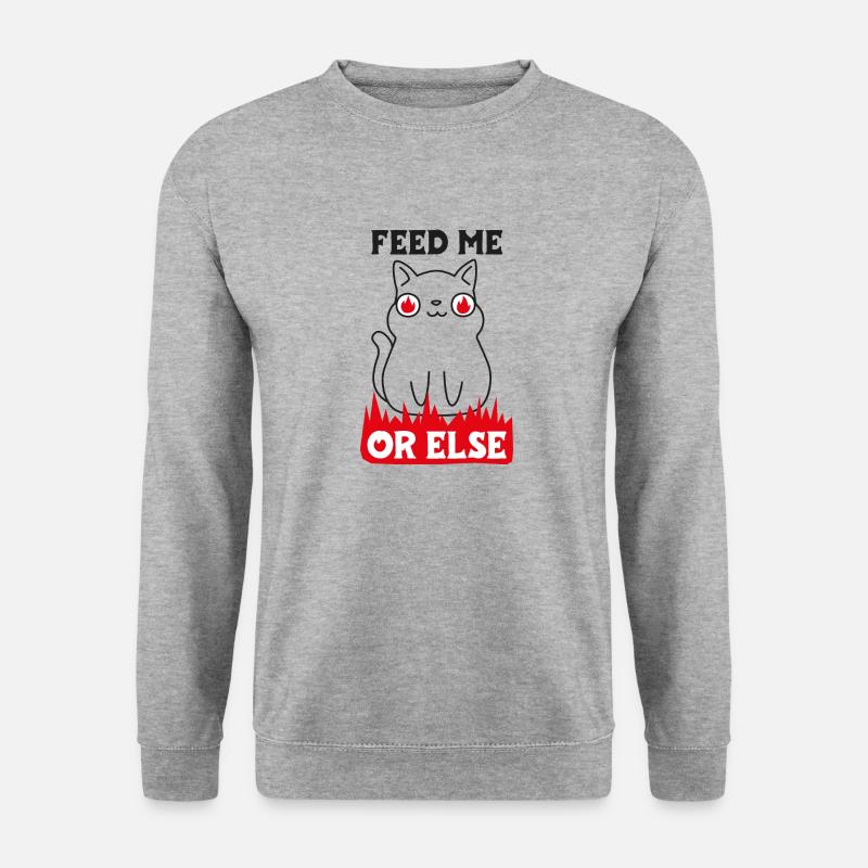 Feed me or else - Unisex Pullover - Weißgrau meliert