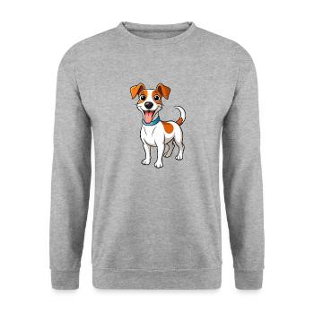 Energischer Jack Russell Terrier - Unisex Pullover - Weißgrau meliert - Vorne - Alina (178cm) & Michal (187cm)