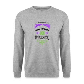Grandfather's Wisdom Birthday Gift - Unisex Sweatshirt - salt & pepper - Front - Alina (178cm) & Michal (187cm)