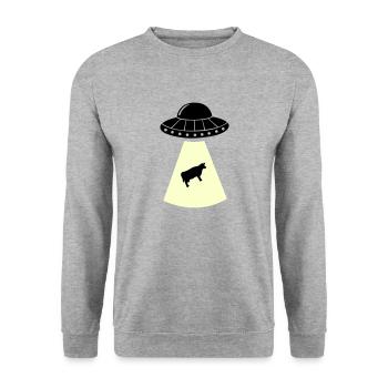 Vache OVNI - Sweat-shirt Unisexe - gris chiné - Devant - Alina (178cm) & Michal (187cm)