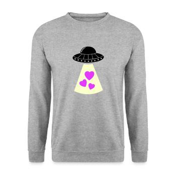 Coeur d’OVNI - Sweat-shirt Unisexe - gris chiné - Devant - Alina (178cm) & Michal (187cm)