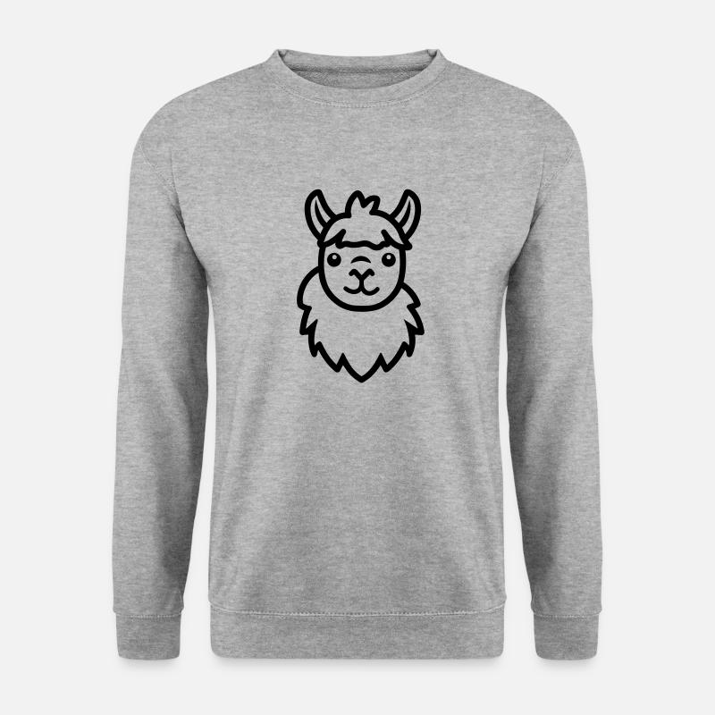 Alpaka-Lama - Unisex Pullover - Weißgrau meliert