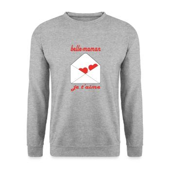Schöne Mama, ich liebe dich - Unisex Pullover - Weißgrau meliert - Vorne - Alina (178cm) & Michal (187cm)