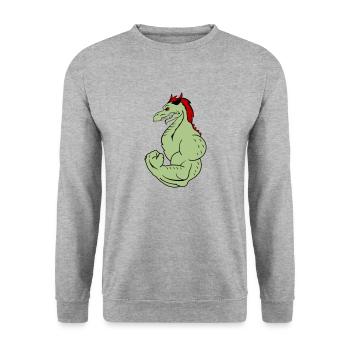 strong dragon 02 - Unisex Pullover - Weißgrau meliert - Vorne - Alina (178cm) & Michal (187cm)
