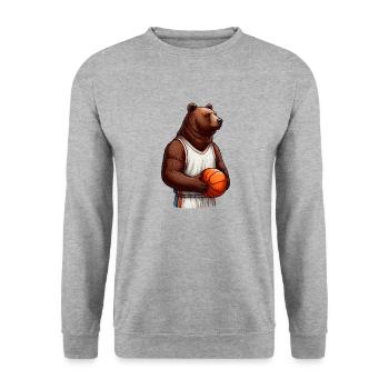Ours Basket Ball Joueur - Sweat-shirt Unisexe - gris chiné - Devant - Alina (178cm) & Michal (187cm)