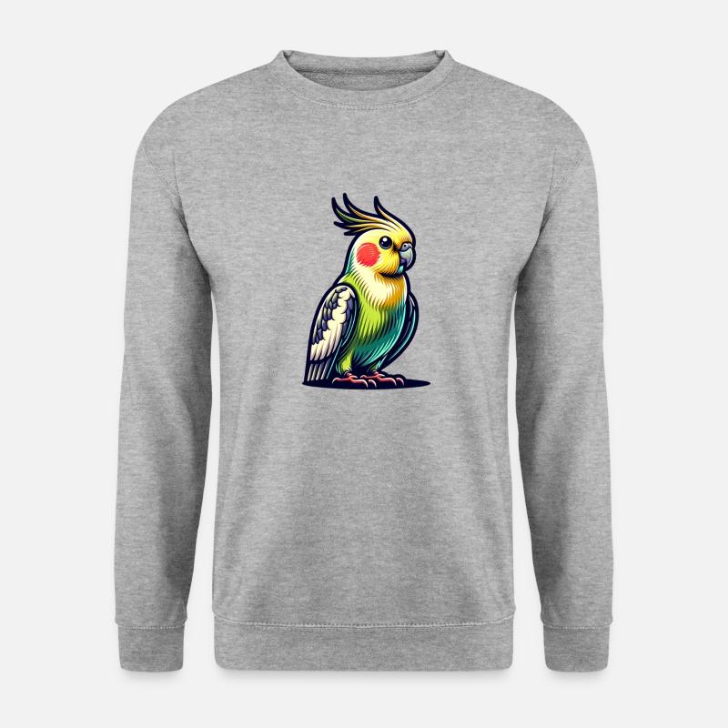 Nymphensittich süß - Unisex Pullover - Weißgrau meliert
