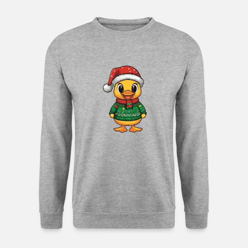 Ente Weihnachten - Unisex Pullover - Weißgrau meliert