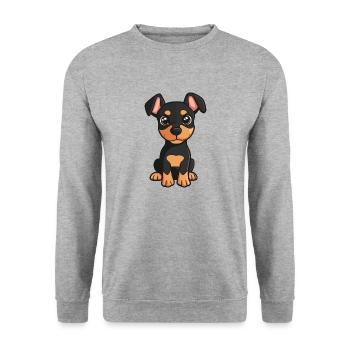 Doberman chien bande dessinée mignon - Sweat-shirt Unisexe - gris chiné - Devant - Alina (178cm) & Michal (187cm)