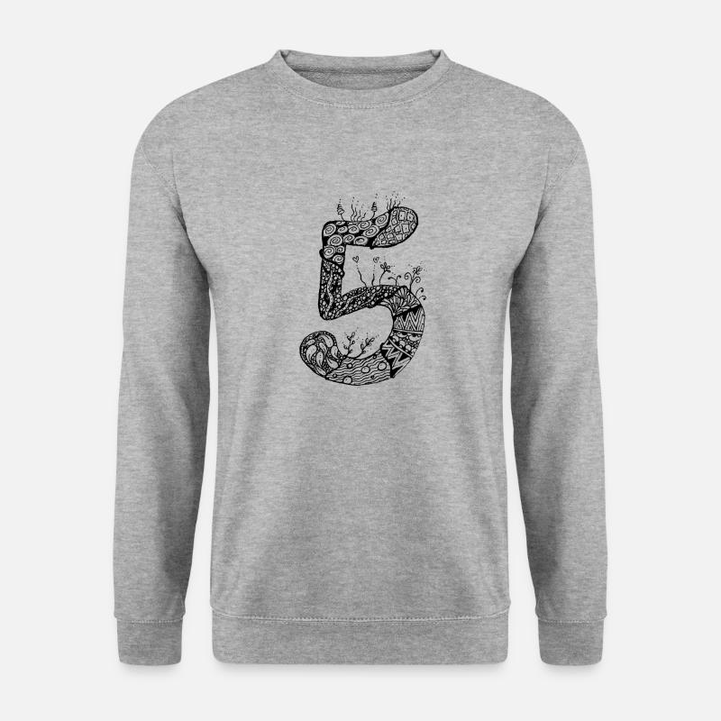 5 Zahl Zen - Unisex Pullover - Weißgrau meliert