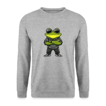 Frog Comic Cool - Unisex Sweatshirt - salt & pepper - Front - Alina (178cm) & Michal (187cm)