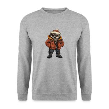 Hibou Mode Hiver - Sweat-shirt Unisexe - gris chiné - Devant - Alina (178cm) & Michal (187cm)