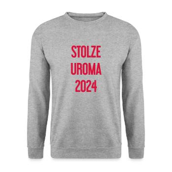Fière arrière-grand-mère 2024 - Sweat-shirt Unisexe - gris chiné - Devant - Alina (178cm) & Michal (187cm)