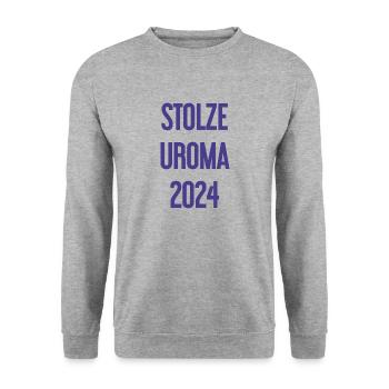 Fière arrière-grand-mère 2024 - Sweat-shirt Unisexe - gris chiné - Devant - Alina (178cm) & Michal (187cm)