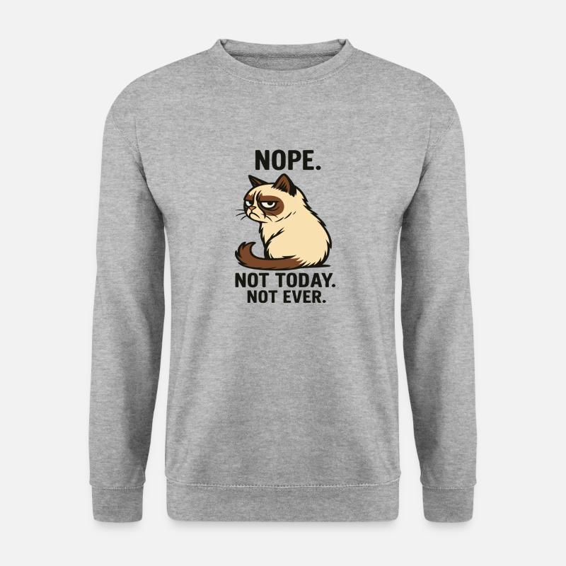 Katze "Not Today" - Unisex Pullover - Weißgrau meliert
