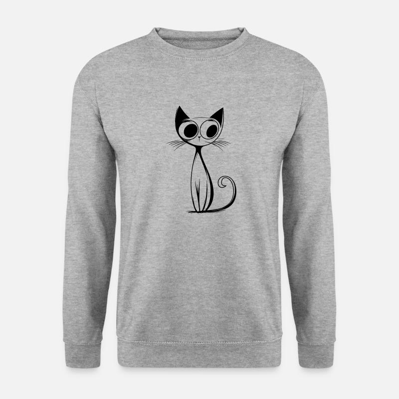 RetroCat Noir - Unisex Pullover - Weißgrau meliert