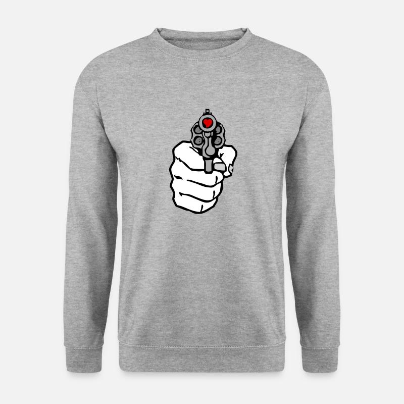 Liebe Schuss - Unisex Pullover - Weißgrau meliert
