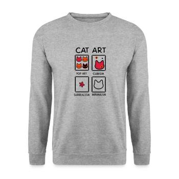 2541614 130217217 Katzenkunst - Unisex Pullover - Weißgrau meliert - Vorne - Alina (178cm) & Michal (187cm)