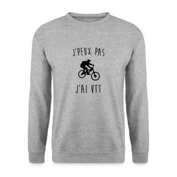 j'peux pas j'ai vtt - Sweat-shirt Unisexe - gris chiné - Devant - Alina (178cm) & Michal (187cm)