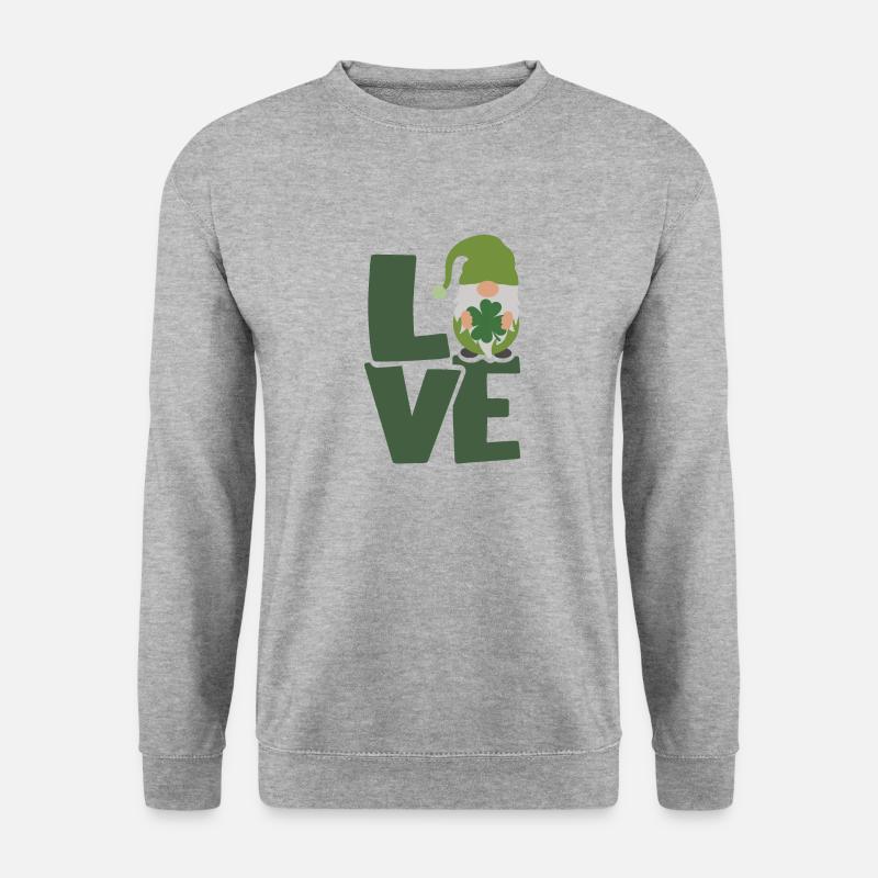 Irischer Liebesgnom - Unisex Pullover - Weißgrau meliert