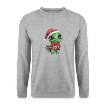 Bande dessinée de Noël caméléon - Sweat-shirt Unisexe - gris chiné - Devant - Alina (178cm) & Michal (187cm)