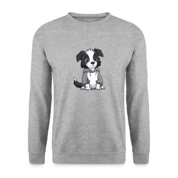 Border Collie Chien Drôle - Sweat-shirt Unisexe - gris chiné - Devant - Alina (178cm) & Michal (187cm)