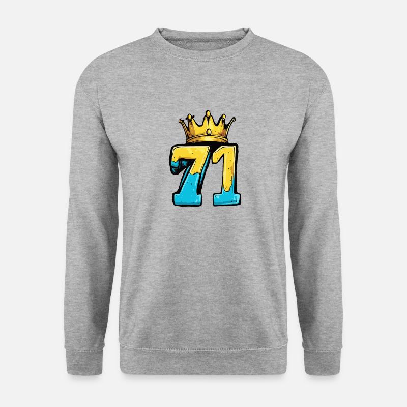 71 Zahl Krone - Unisex Pullover - Weißgrau meliert