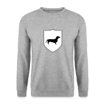 Dachshund Coat of Arms - Unisex Sweatshirt - salt & pepper - Front - Alina (178cm) & Michal (187cm)