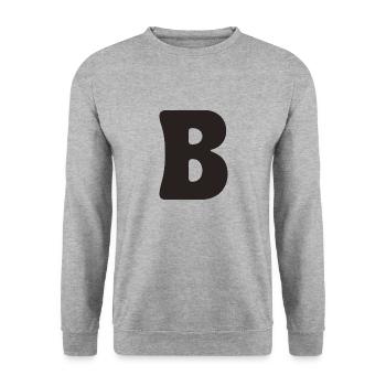 B - Unisex Pullover - Weißgrau meliert - Vorne - Alina (178cm) & Michal (187cm)