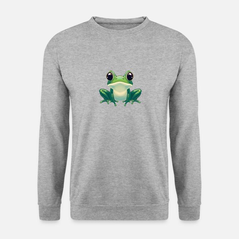 Grüner Frosch - Unisex Pullover - Weißgrau meliert