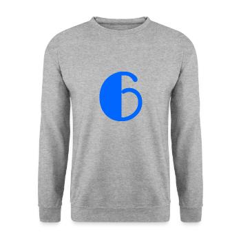 6 ANS. 6e ANNIVERSAIRE. ANNIVERSAIRE 6 ANS. 6 - Sweat-shirt Unisexe - gris chiné - Devant - Alina (178cm) & Michal (187cm)