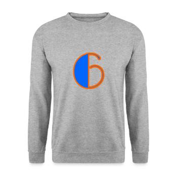 6. 6 ANS. 6e ANNIVERSAIRE. ANNIVERSAIRE 6 ANS. SIX - Sweat-shirt Unisexe - gris chiné - Devant - Alina (178cm) & Michal (187cm)