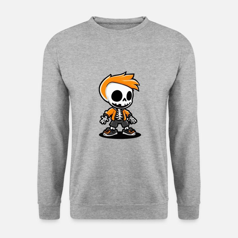 Skelett Halloween - Unisex Pullover - Weißgrau meliert