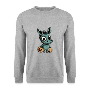 Donkey Halloween Comic Funny - Unisex Sweatshirt - salt & pepper - Front - Alina (178cm) & Michal (187cm)