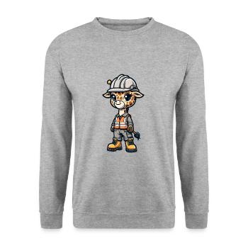Mignon girafe ouvrier de la construction - Sweat-shirt Unisexe - gris chiné - Devant - Alina (178cm) & Michal (187cm)