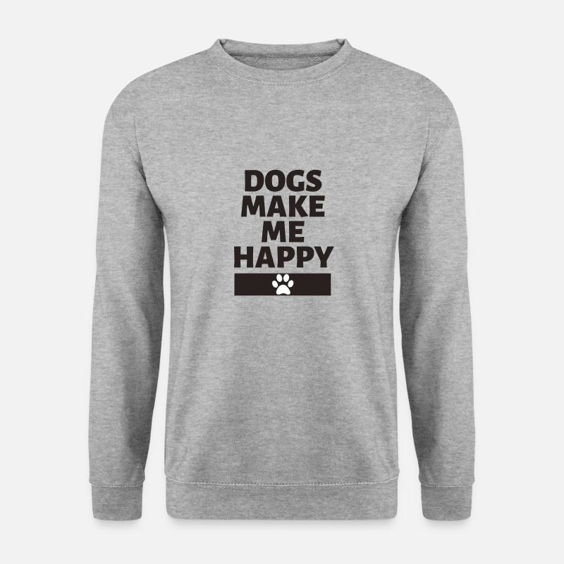 Dogs make me happy - Unisex Pullover - Weißgrau meliert