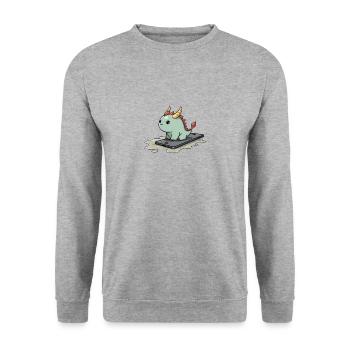 cute mythical creature on an iphone - Unisex Pullover - Weißgrau meliert - Vorne - Alina (178cm) & Michal (187cm)