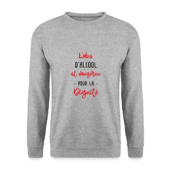 l'abus d'alcool est dangereux pour la dignité - Sweat-shirt Unisexe - gris chiné - Devant - Alina (178cm) & Michal (187cm)