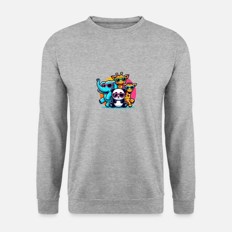 Tiere mit Sonnenbrille - Unisex Pullover - Weißgrau meliert